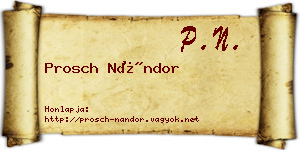 Prosch Nándor névjegykártya